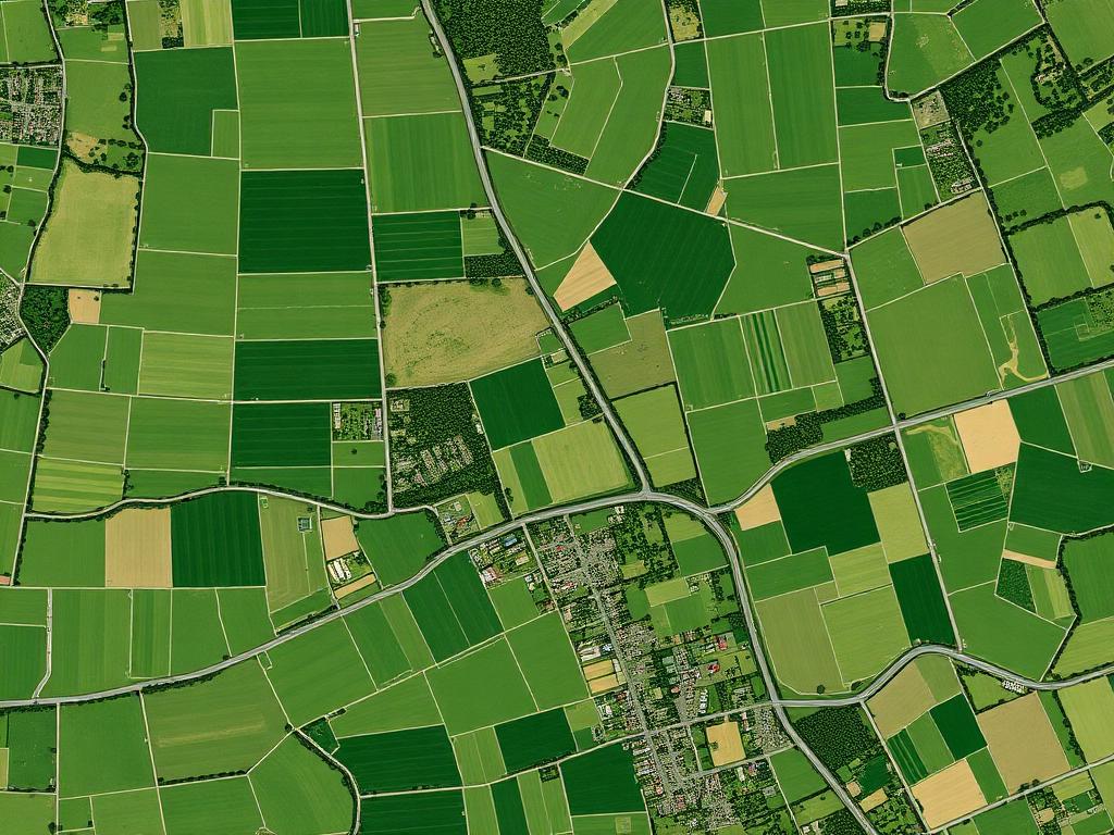 Luftbild einer Gemarkung mit landwirtschaftlichen Flächen